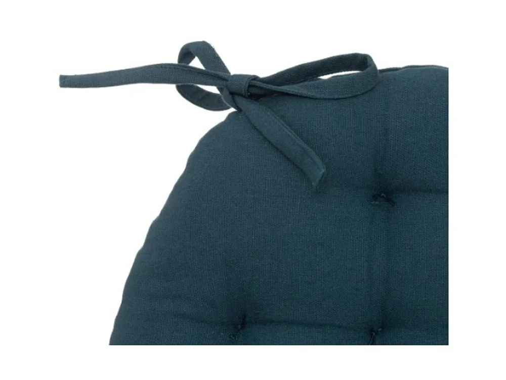 Lot de 4 coussins de chaise rond, coussins d'assise en coton coloris bleu foncé
