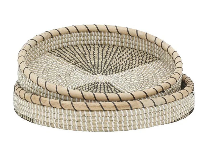 Plateaux en jonc et rotin (série de 2)