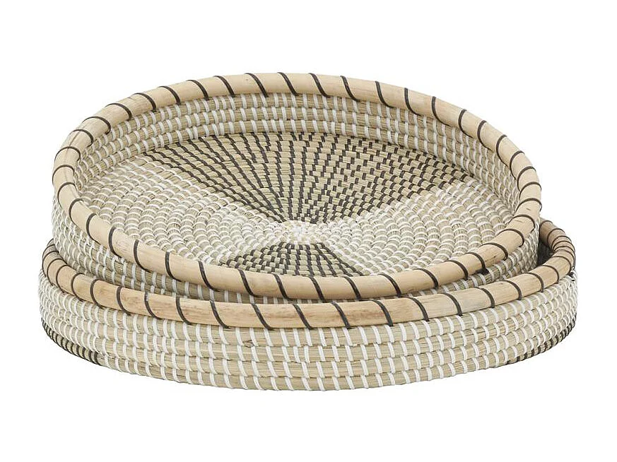 Plateaux en jonc et rotin (série de 2)