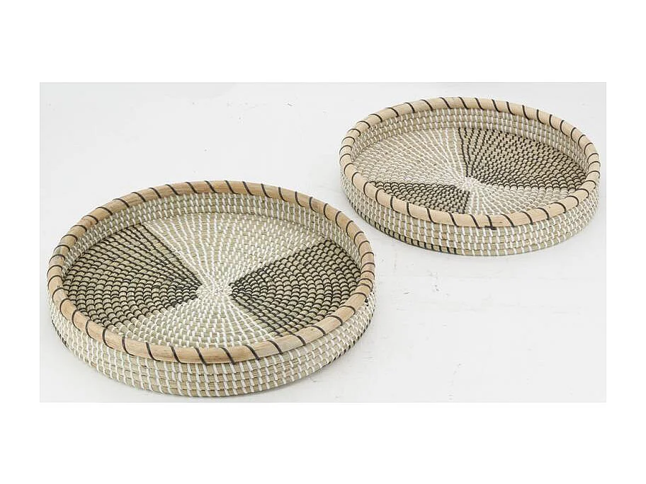 Plateaux en jonc et rotin (série de 2)
