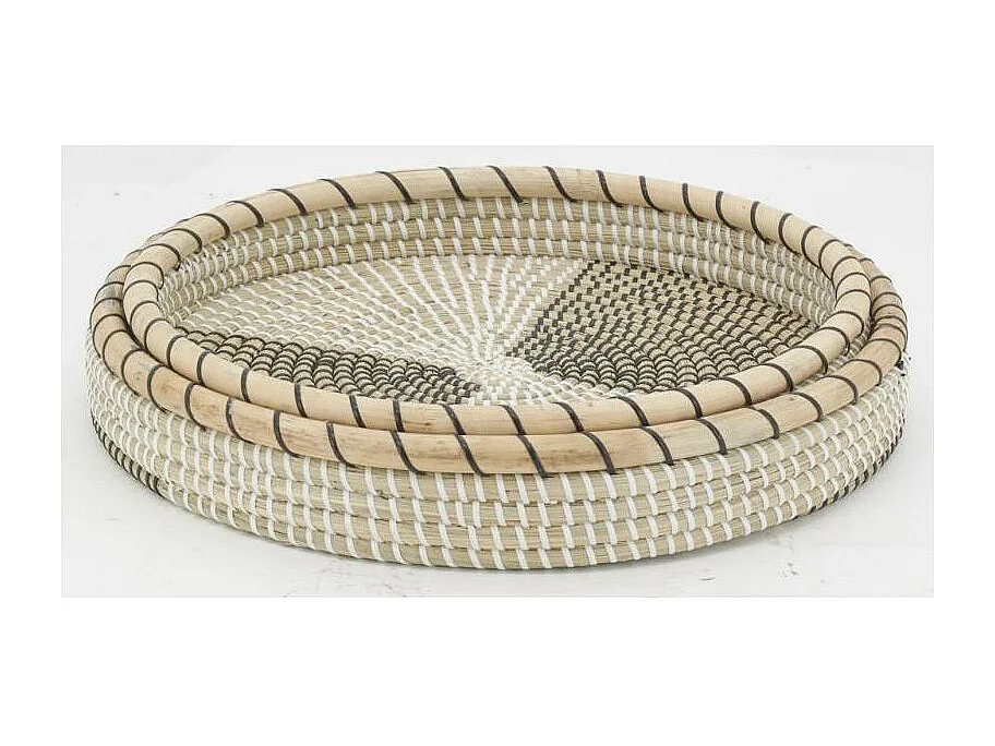 Plateaux en jonc et rotin (série de 2)