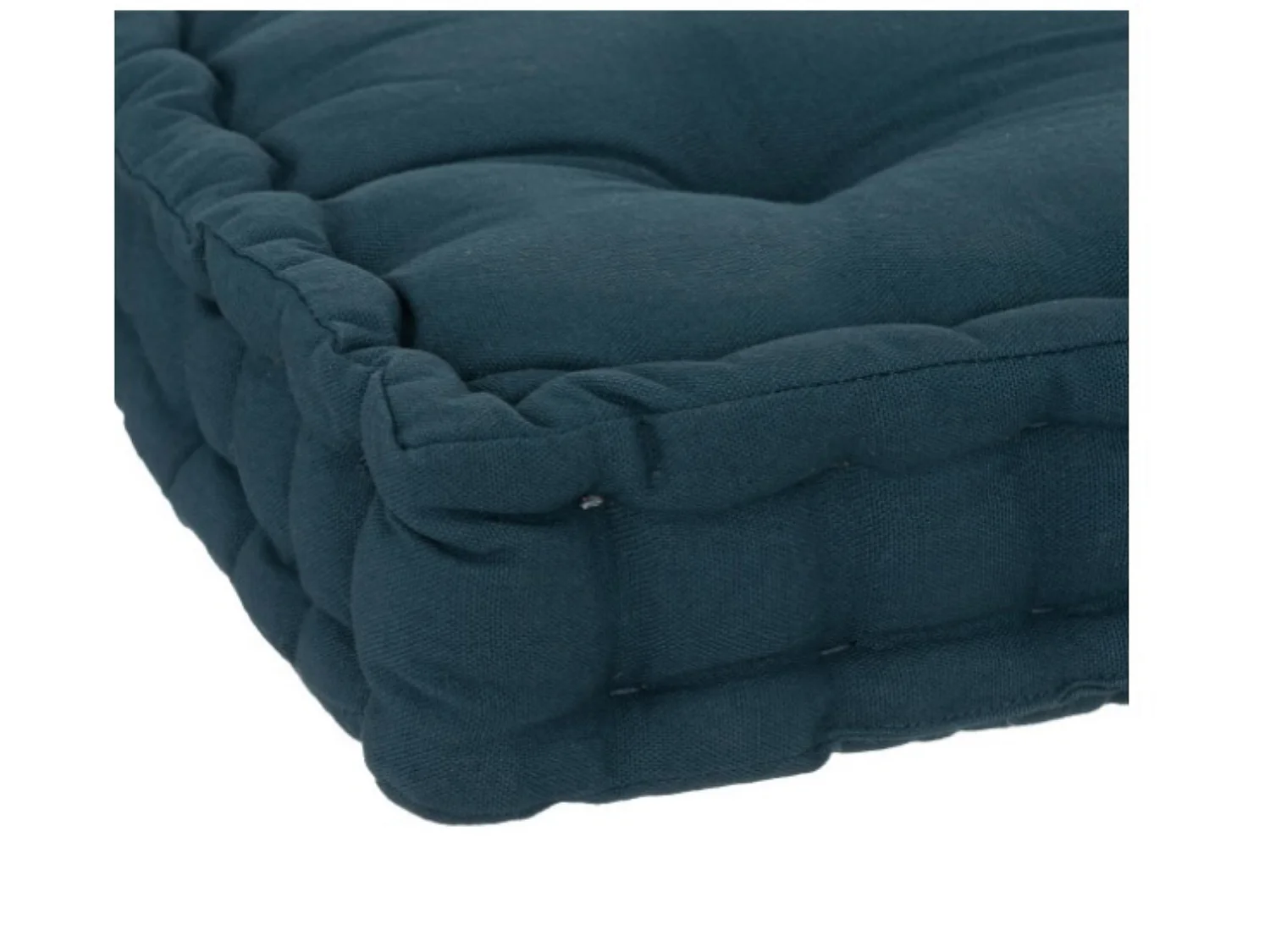 Lot de 4 coussins de sol carré, coussin d'assise en coton coloris bleu foncé