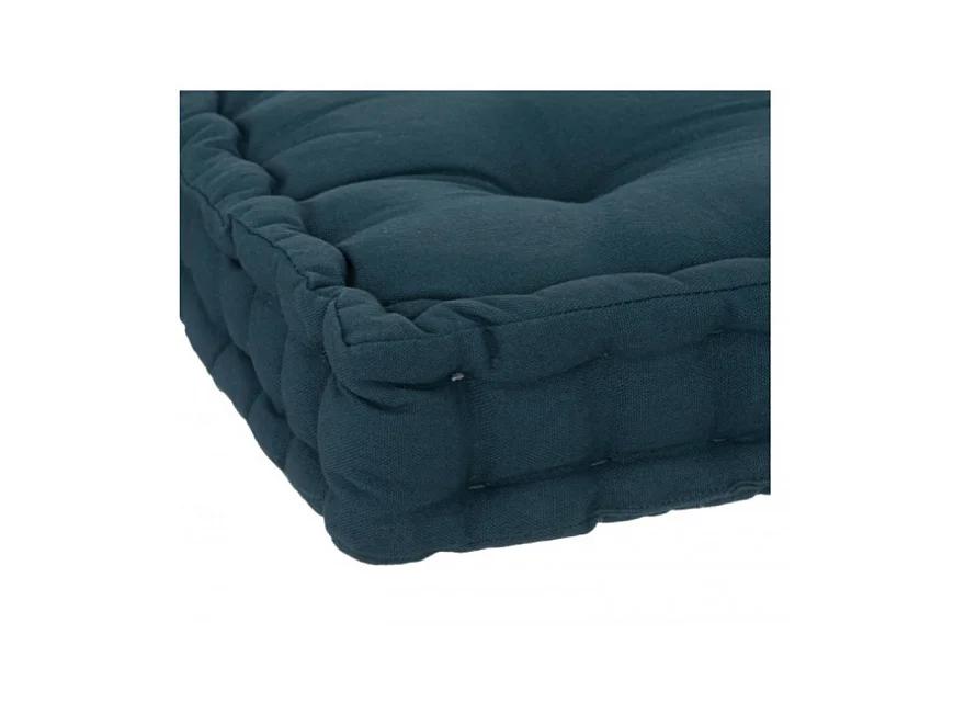 Lot de 6 coussins de sol carré, coussin d'assise en coton coloris bleu foncé