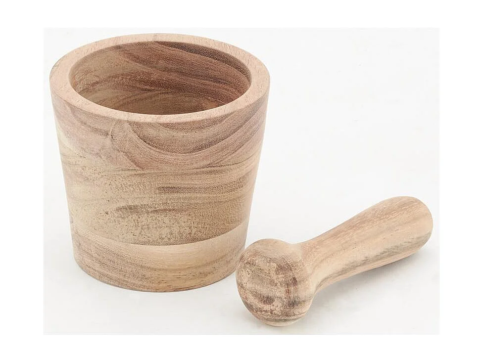 Mortier et pilon en bois d'acacia