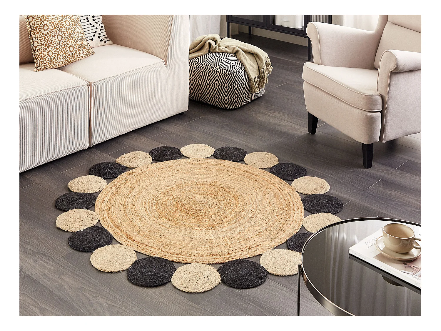 Tapis VOSTAN Noir ø 140 cm Jute