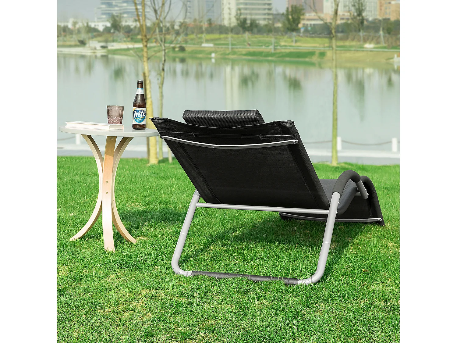 Transat de Jardin Chaise Longue Bain de Soleil - Noir OGS38-SCH SoBuy