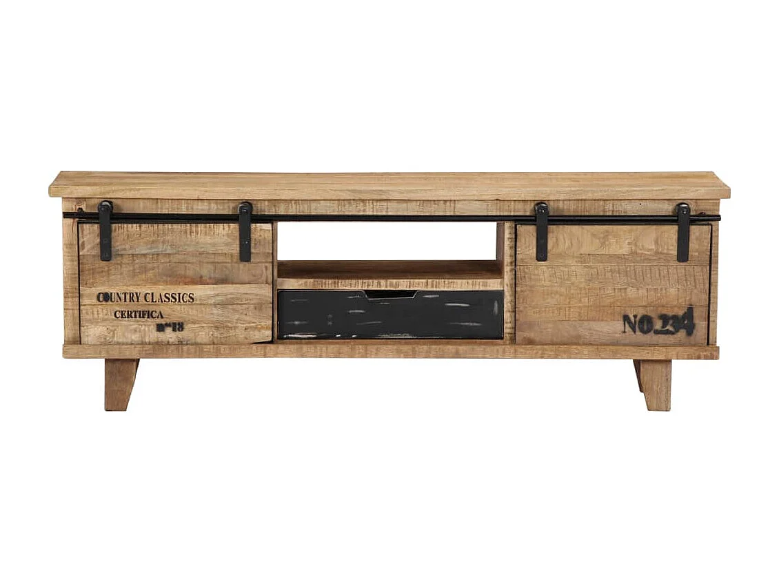 Mueble TV buffet TV diseño práctico 120 cm madera maciza de mango 2502026