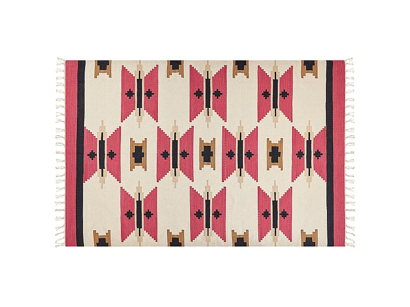 Alfombra kilim de algodón rojo/beige/negro 200 x 300 cm GARNI