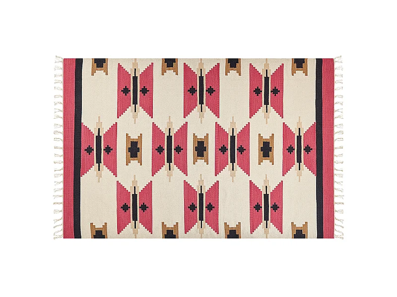 Kelim Teppich Baumwolle mehrfarbig 200 x 300 cm geometrisches Muster Kurzflor GARNI