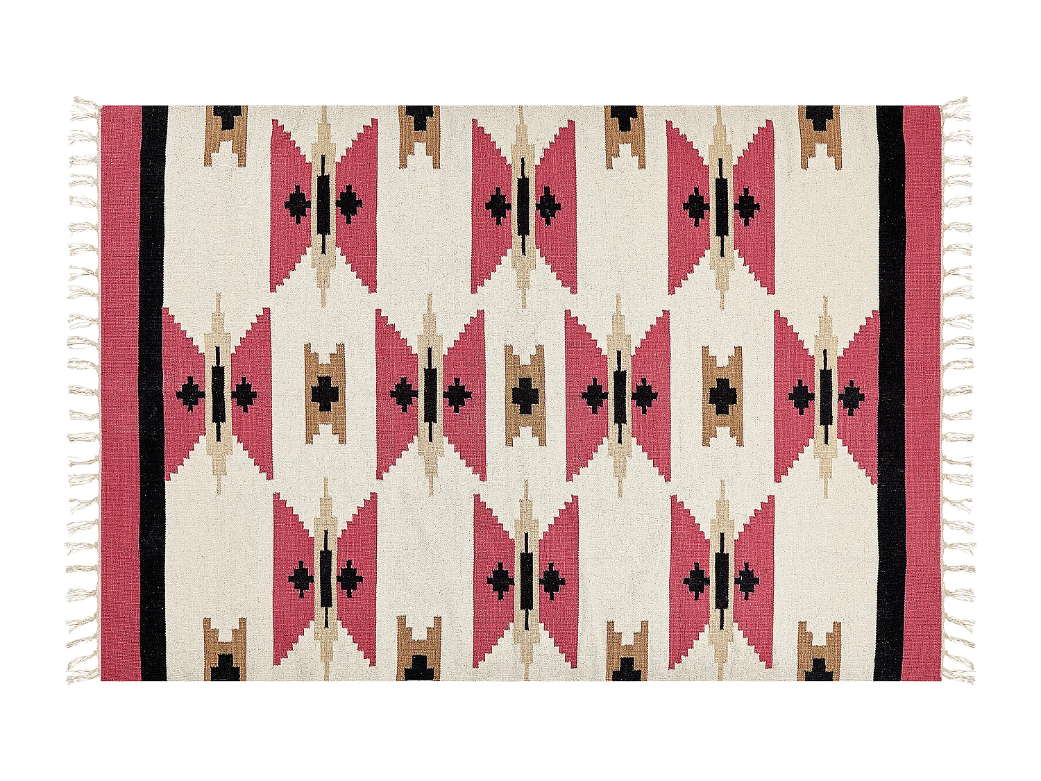 Alfombra kilim de algodón rojo/beige/negro 160 x 230 cm GARNI