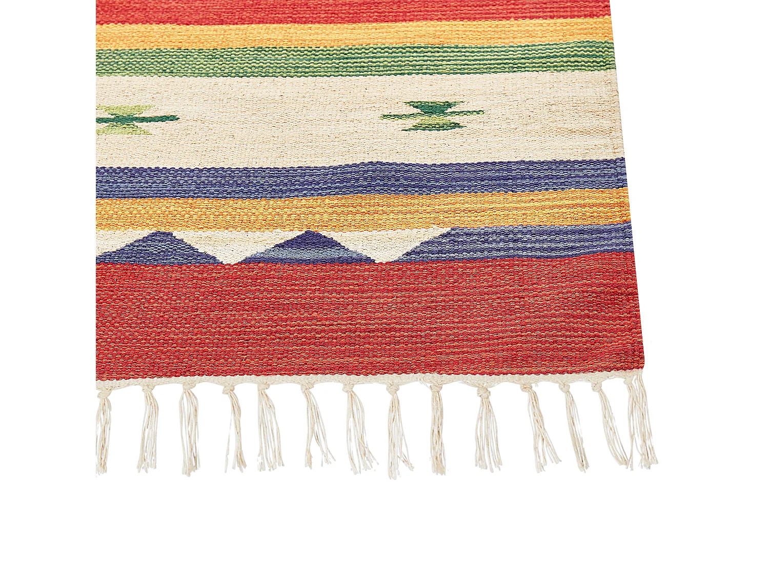 Kelim-Teppich Baumwolle bunt 80 x 150 cm handgewebt geometrisches Muster Alapars