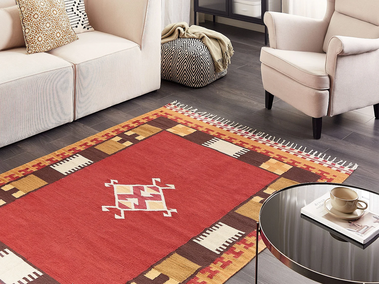 Dywan bawełniany kilim 140 x 200 cm wielokolorowy PARAKAR