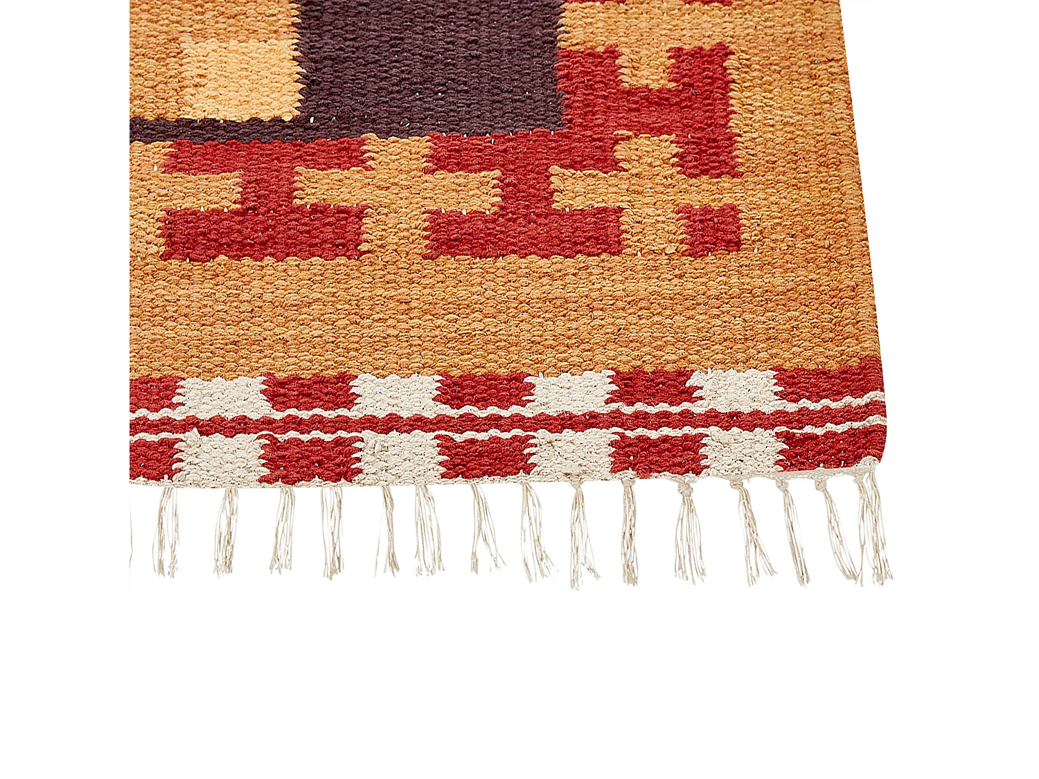 Alfombra kilim de algodón rojo/marrón/beige 160 x 230 cm PARAKAR