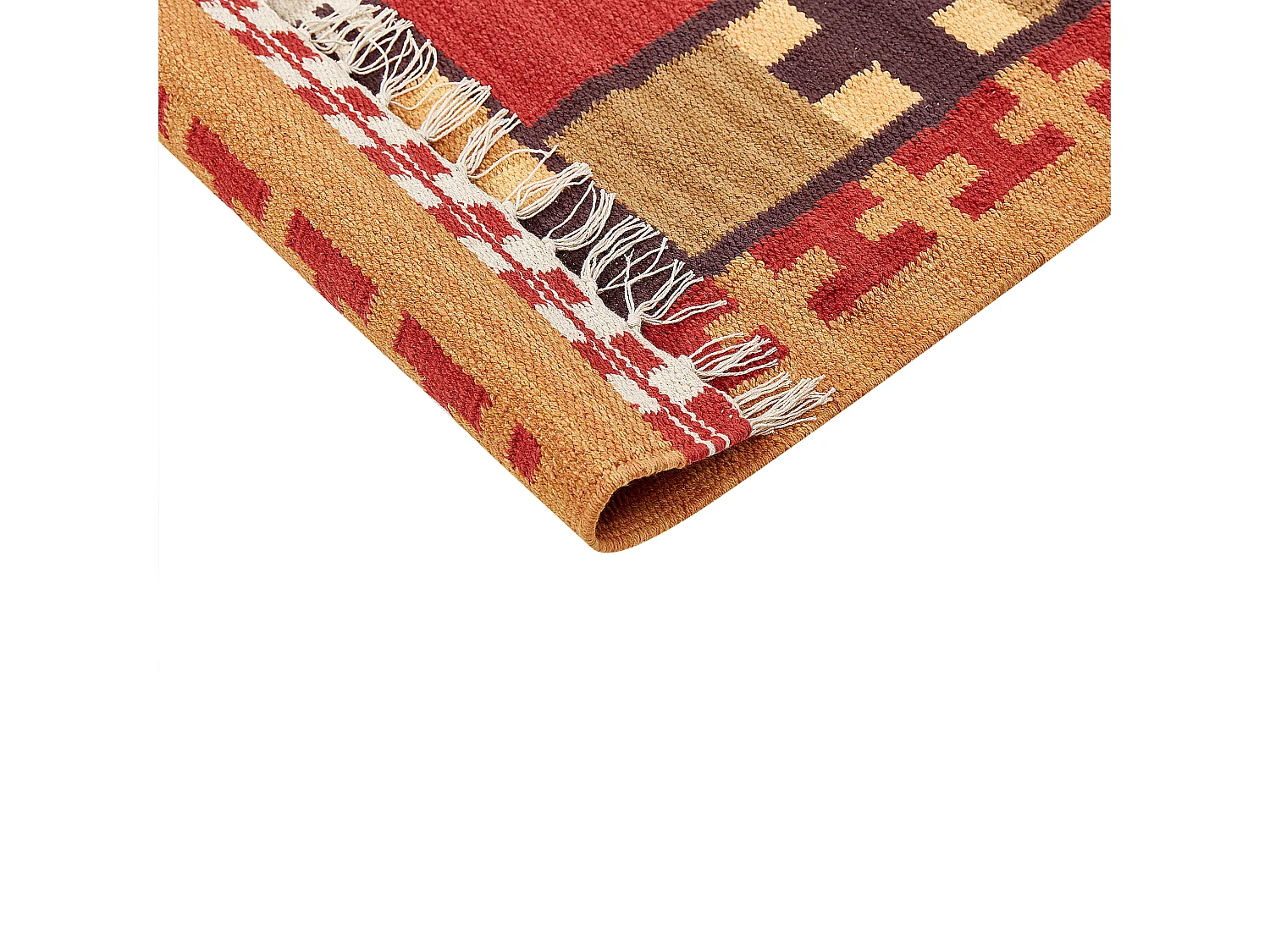 Alfombra kilim de algodón rojo/marrón/beige 160 x 230 cm PARAKAR