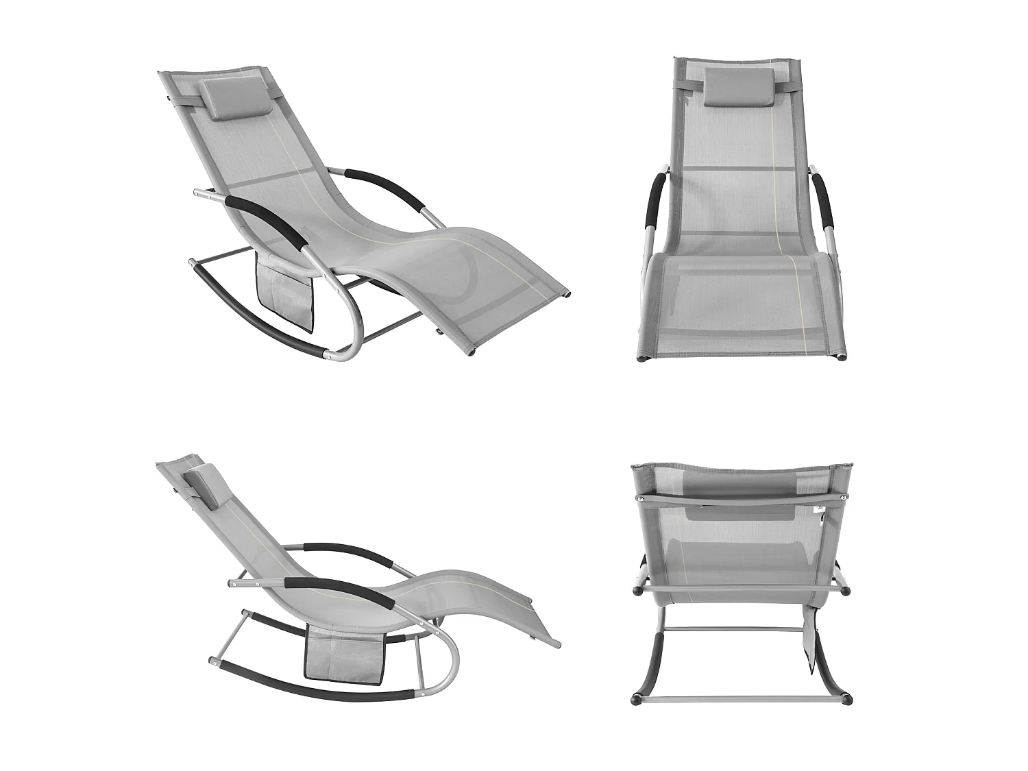 Gartenliegen OGS28-HGx2 62 x 86 x 158 cm Grau