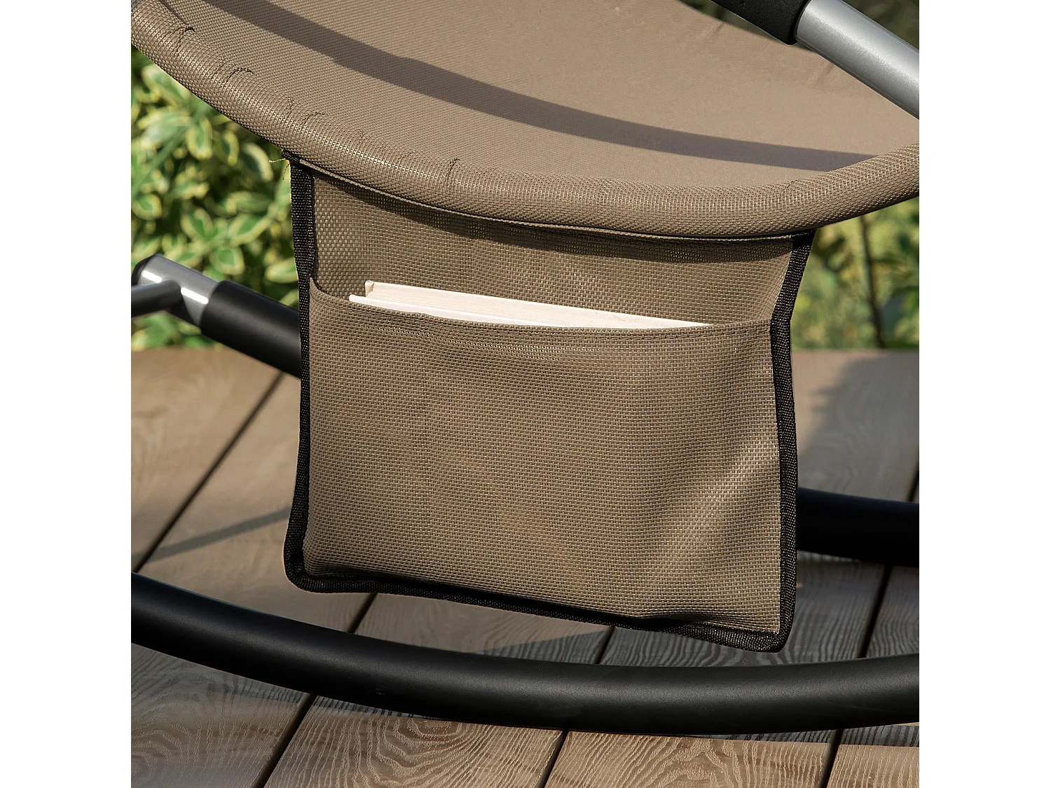 SoBuy OGS28-BR x2 Set van 2 Comfortabele Ligstoel Swingstoel Schommelligstoel Schommelbanken Zonnebed - Tuin - Terras - Bruin