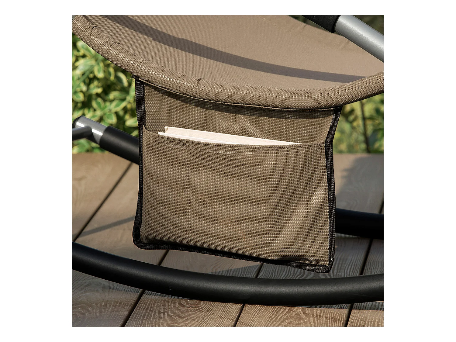 SoBuy OGS28-BR x2 Set van 2 Comfortabele Ligstoel Swingstoel Schommelligstoel Schommelbanken Zonnebed - Tuin - Terras - Bruin