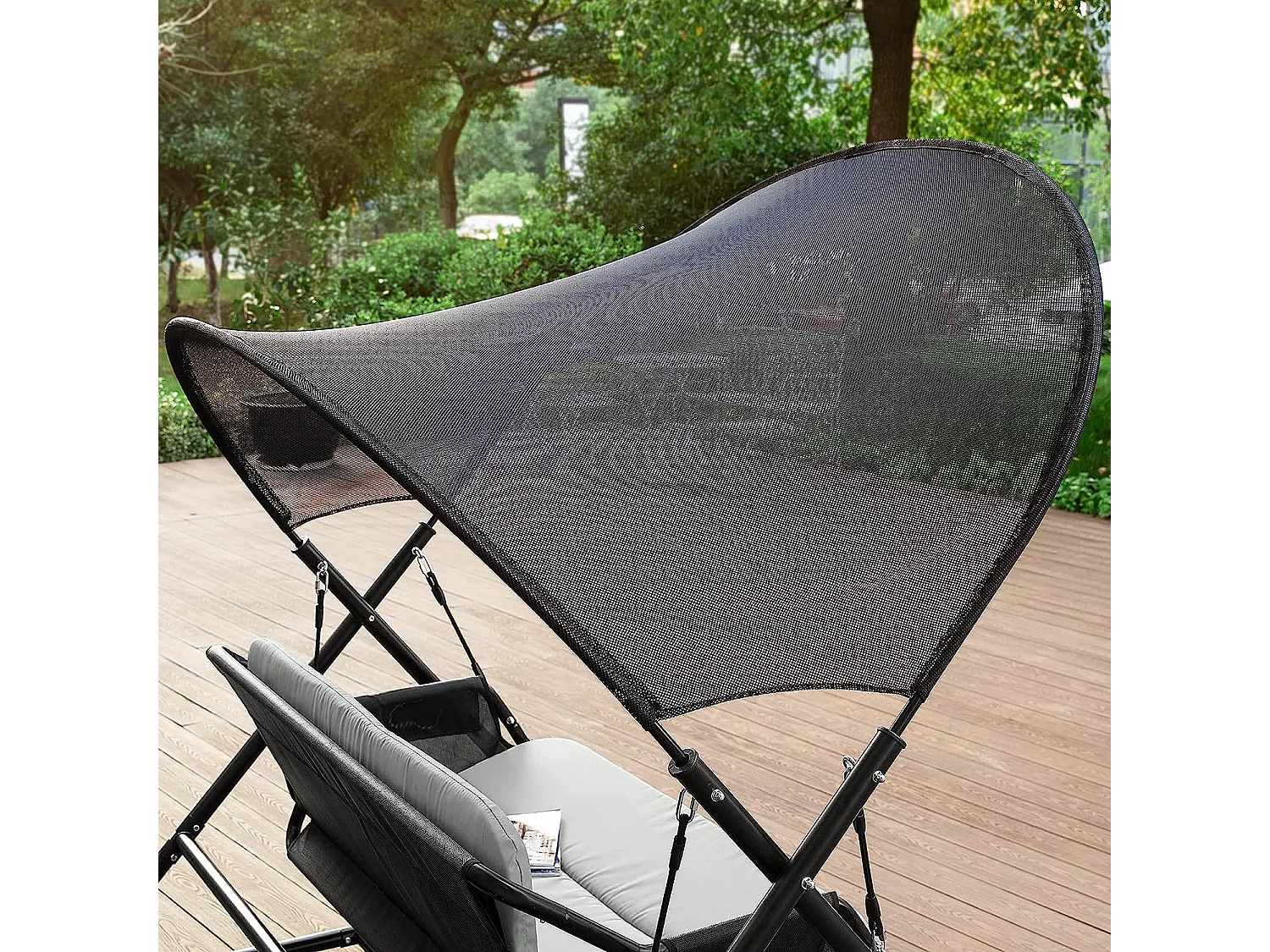 SoBuy Sedia a dondolo Altalena da giardino Dondolo panca da giardino con tenda da sole grigio capacità di carico 300 kg OGS58-HG