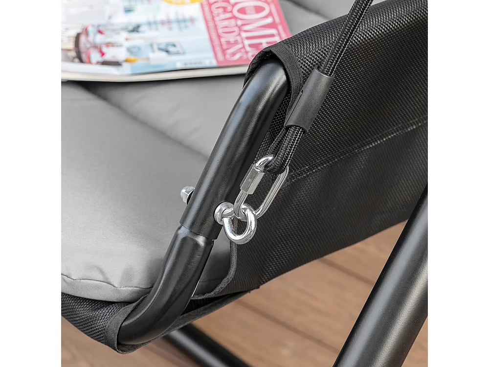 SoBuy Sedia a dondolo Altalena da giardino Dondolo panca da giardino con tenda da sole grigio capacità di carico 300 kg OGS58-HG