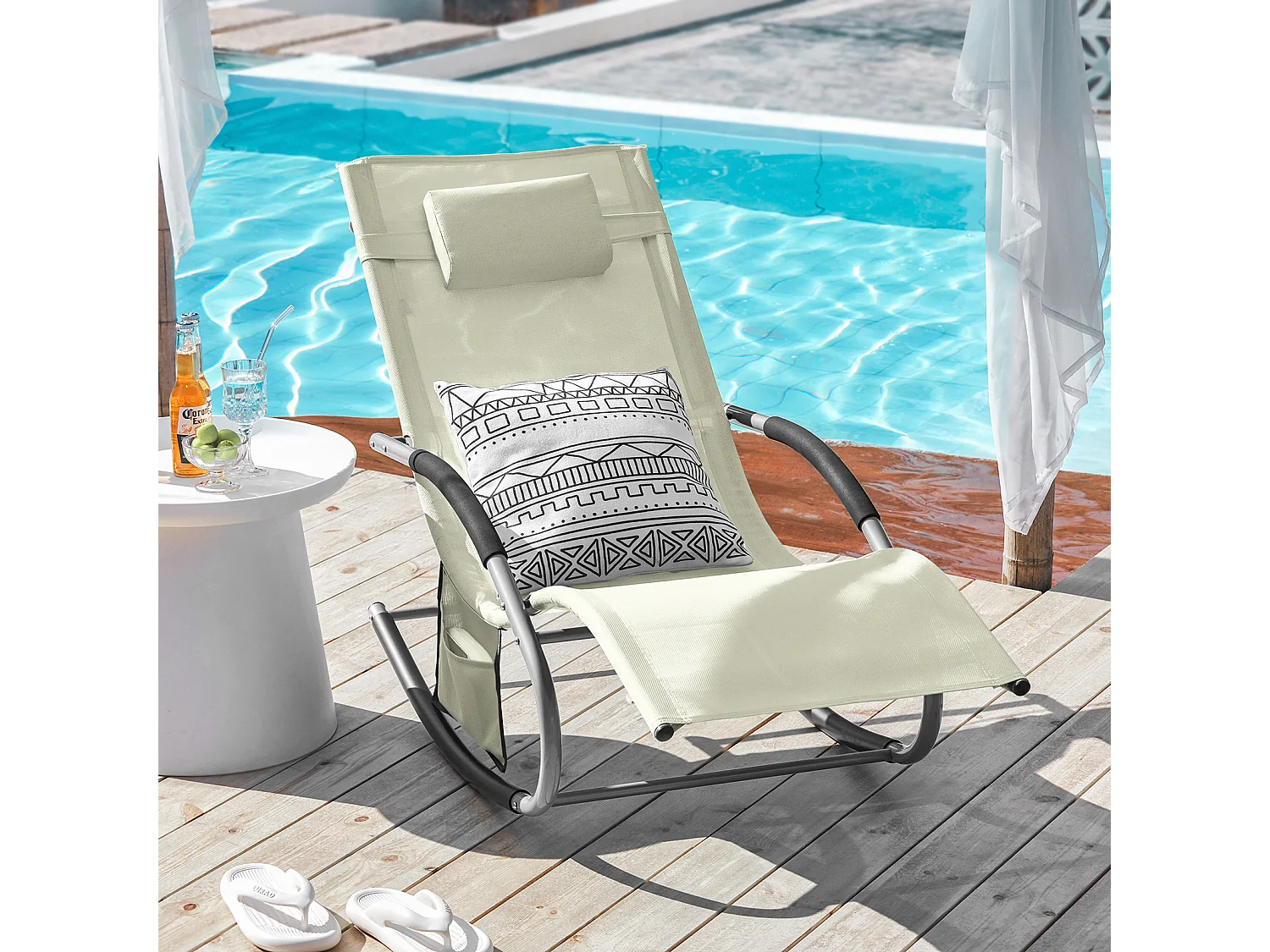 SoBuy cadeira de balanço, cadeira de jardim, cadeira de jardim exterior OGS28-MI