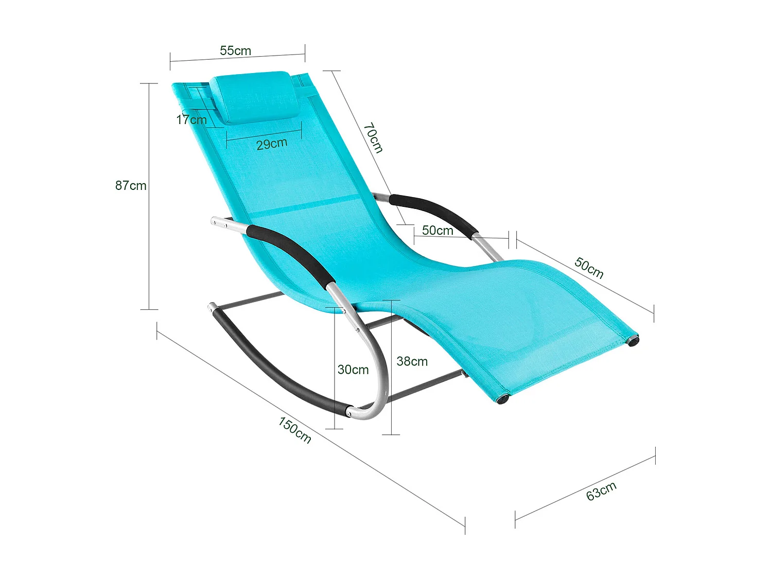 SoBuy OGS28-HBx2 Lot de 2 Fauteuils à Bascule avec Repose-Pieds - Turquoise