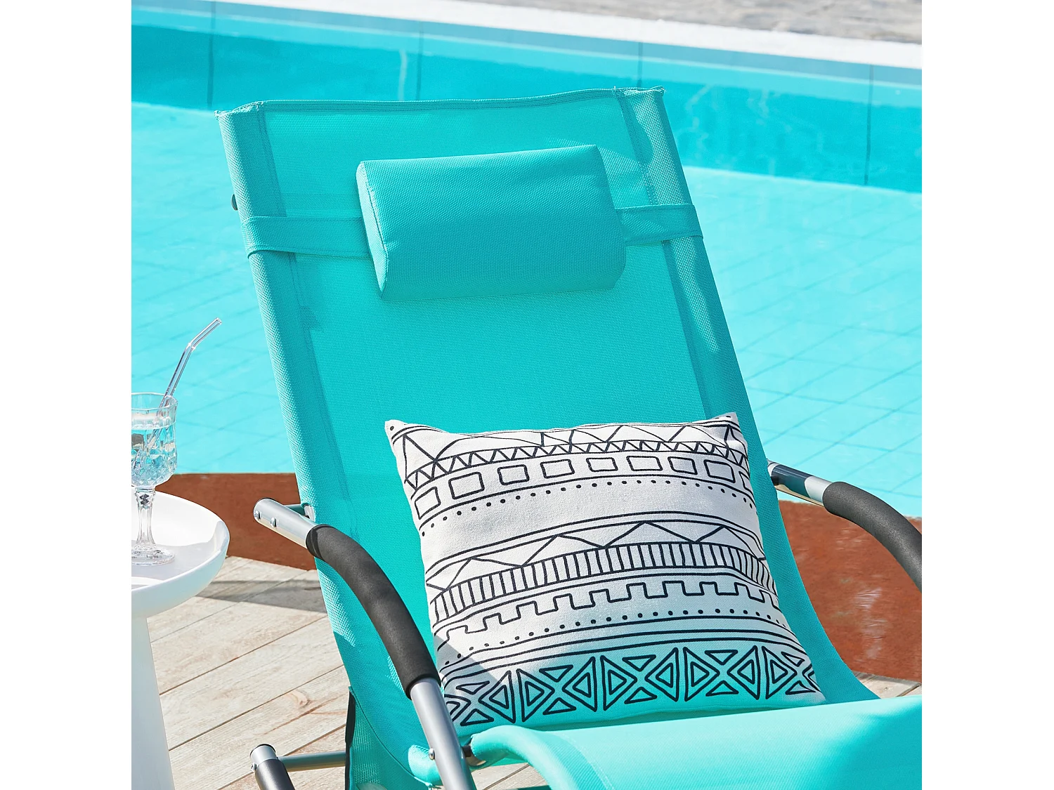SoBuy OGS28-HBx2 Lot de 2 Fauteuils à Bascule avec Repose-Pieds - Turquoise