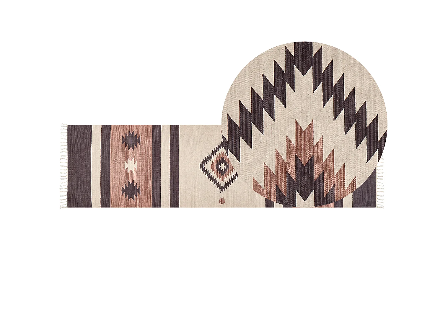 Vloerkleed kelim beige/bruin 80 x 300 cm ARAGATS