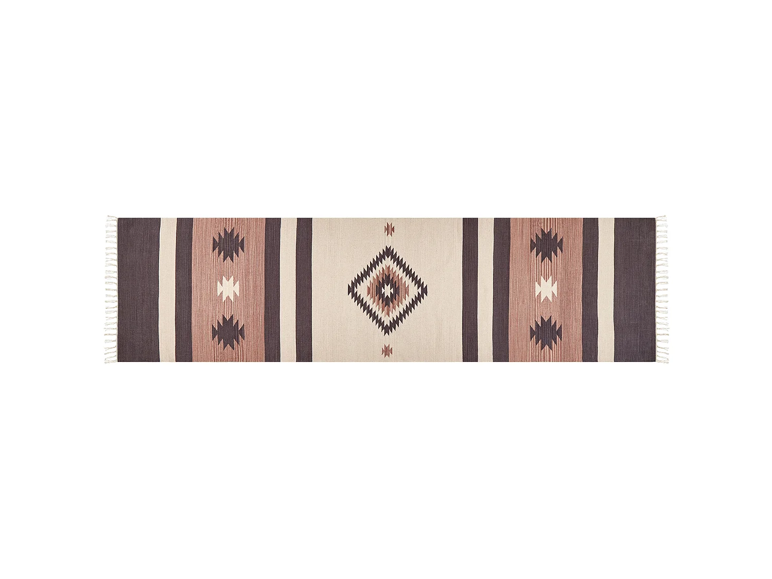 Tappeto kilim cotone beige e marrone 80 x 300 cm ARAGATS
