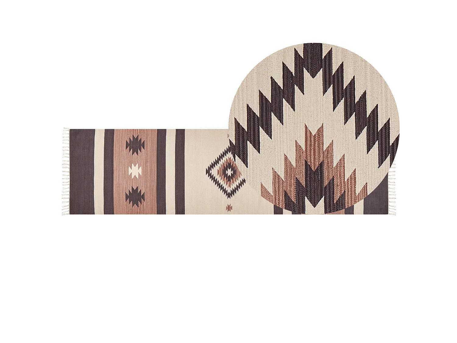 Tappeto kilim cotone beige e marrone 80 x 300 cm ARAGATS