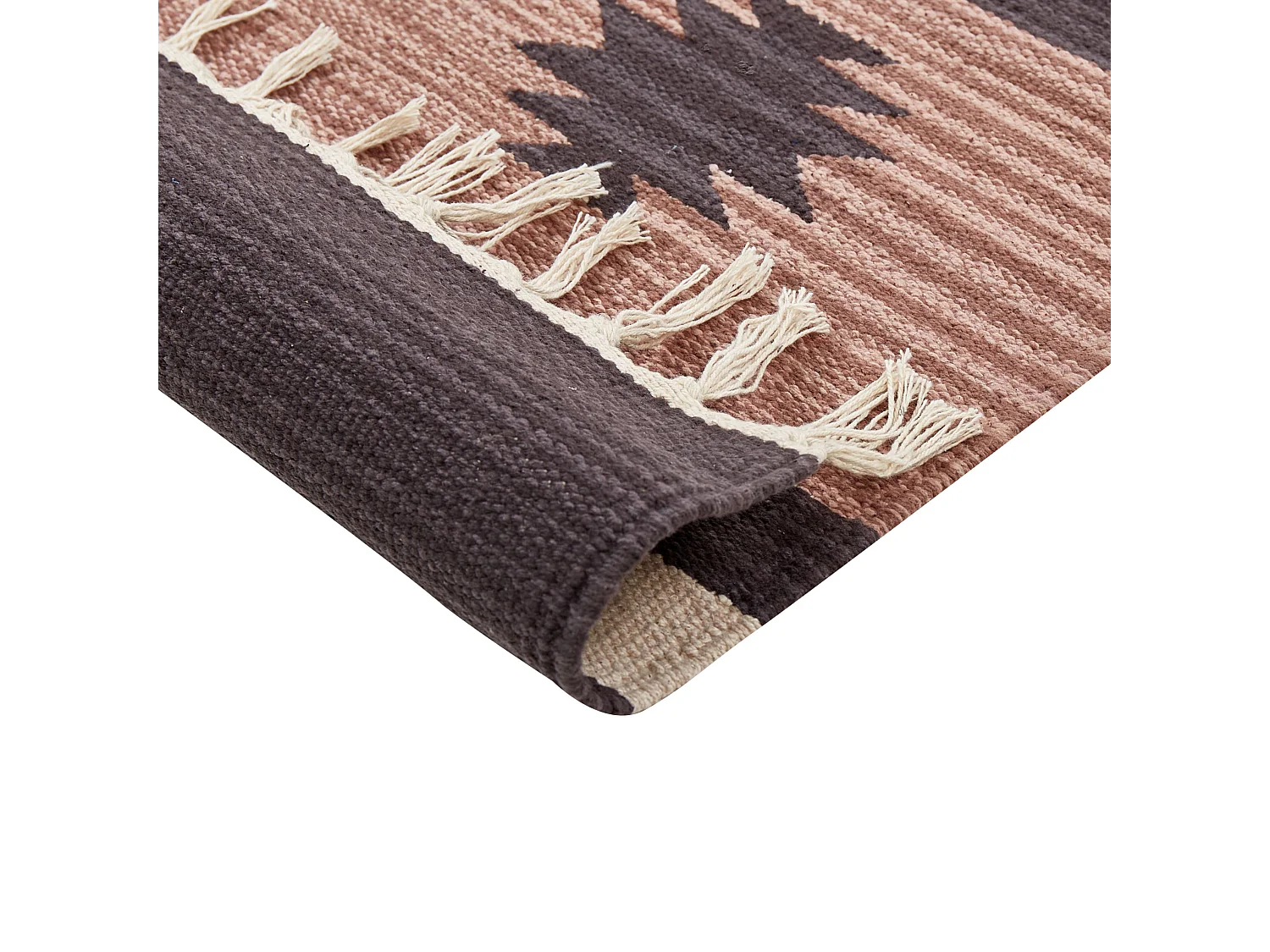 Tappeto kilim cotone beige e marrone 80 x 300 cm ARAGATS