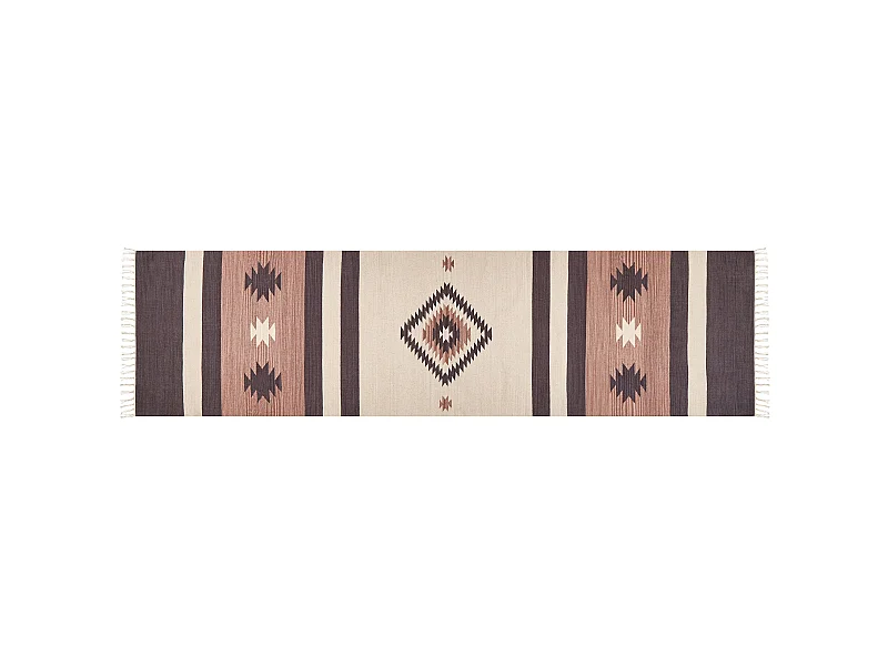 Dywan bawełniany kilim 80 x 300 cm beżowo-brązowy ARAGATS