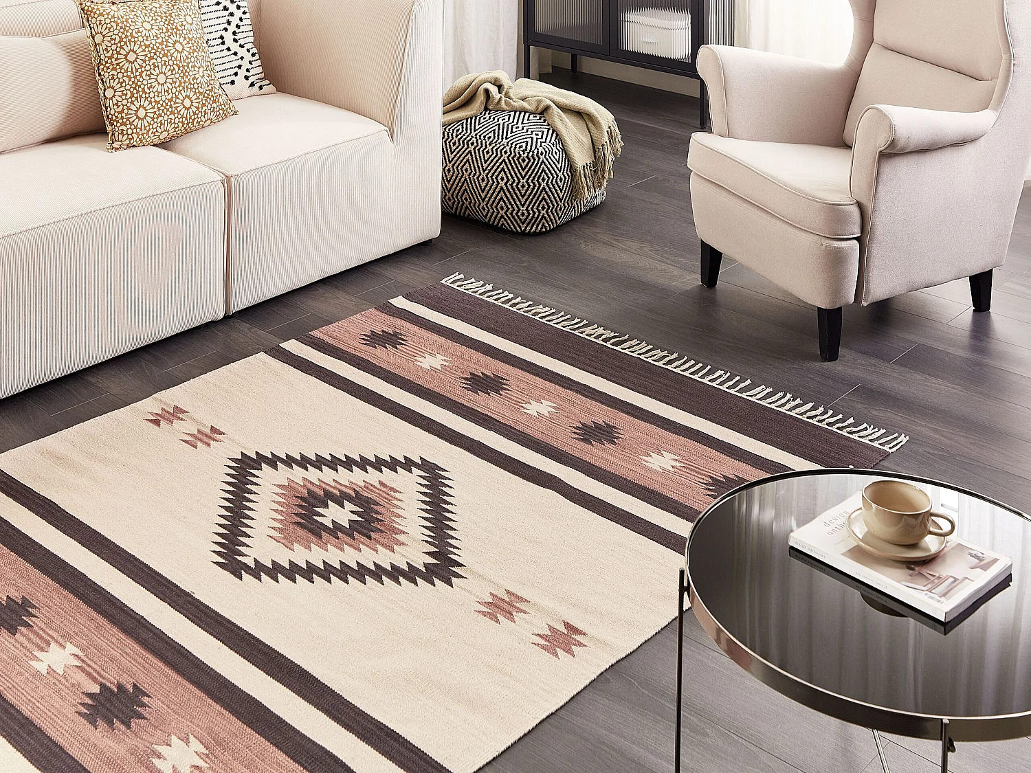 Vloerkleed kelim beige/bruin 140 x 200 cm ARAGATS