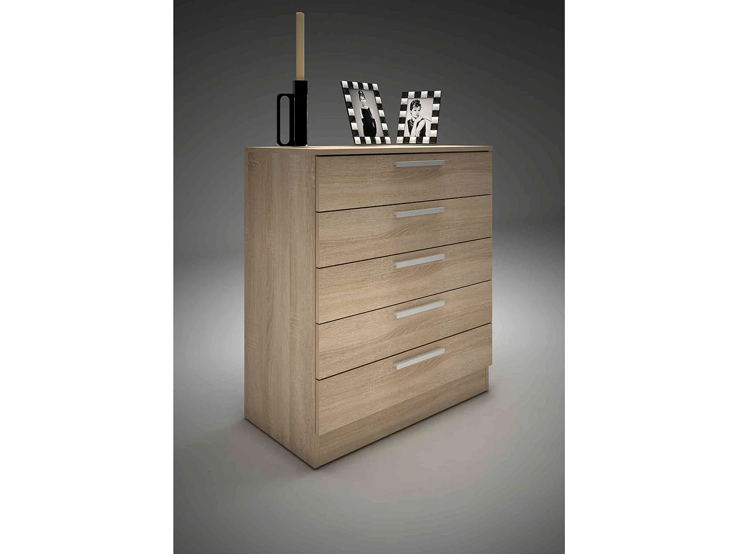 Commode 5 tiroirs en bois naturel - CO9022