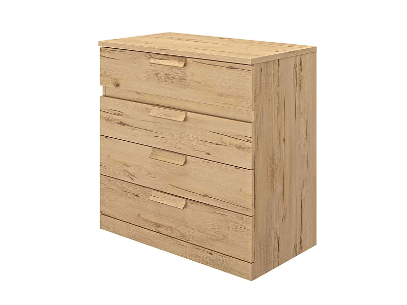 Commode 4 tiroirs en bois imitation chêne clair - CO5030