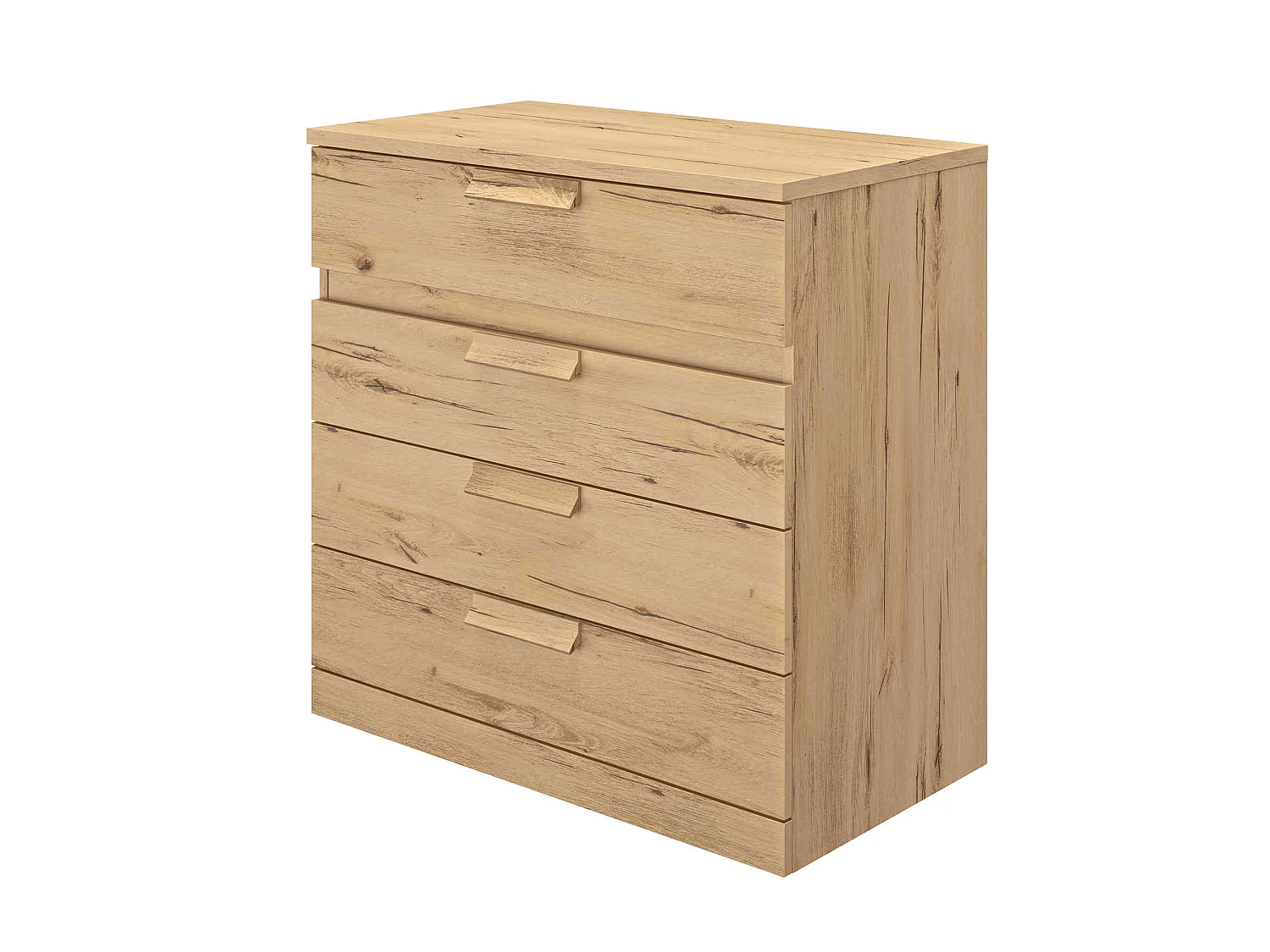 Commode 4 tiroirs en bois imitation chêne clair - CO5030