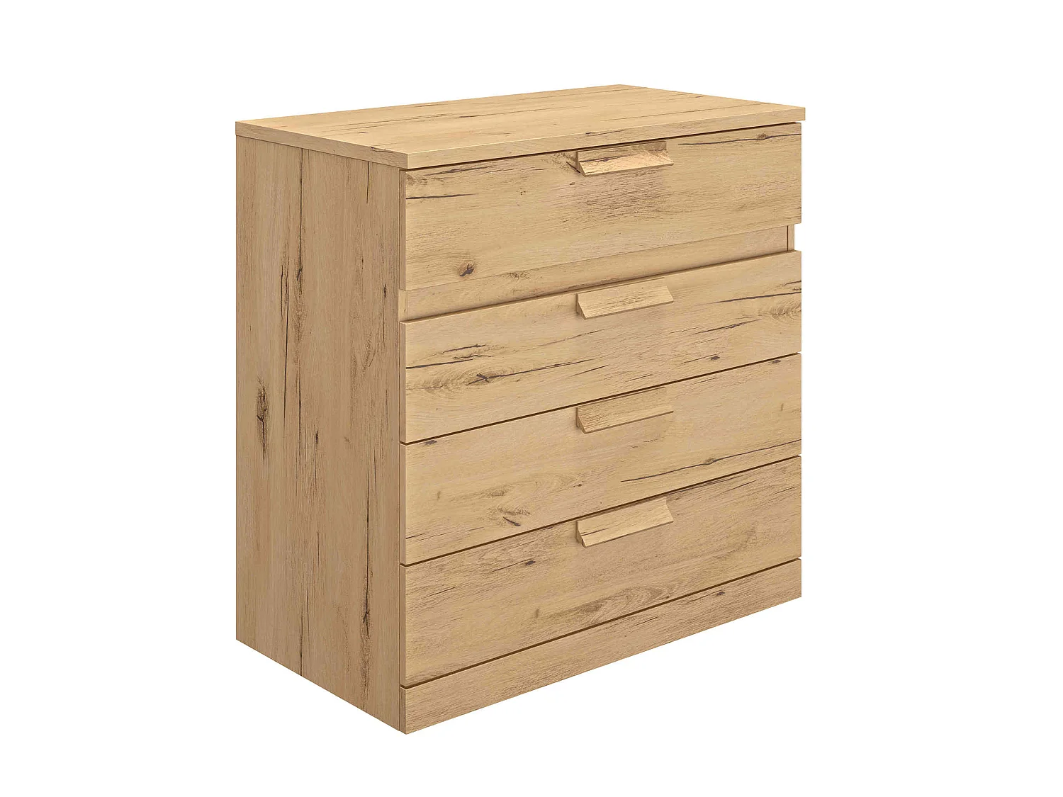 Commode 4 tiroirs en bois imitation chêne clair - CO5030