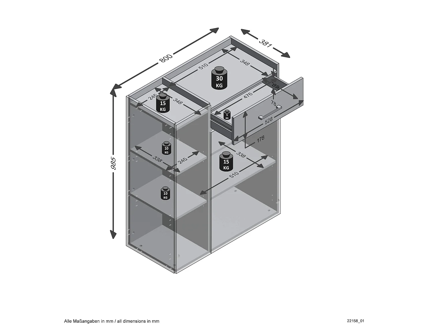 Commode 2 portes 1 tiroir coloris chêne sable et lava - CO13059