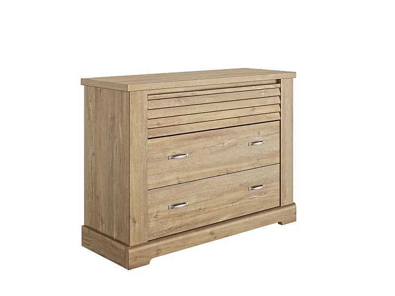 Commode en bois clair 3 tiroirs imitation châtaignier - CO5068