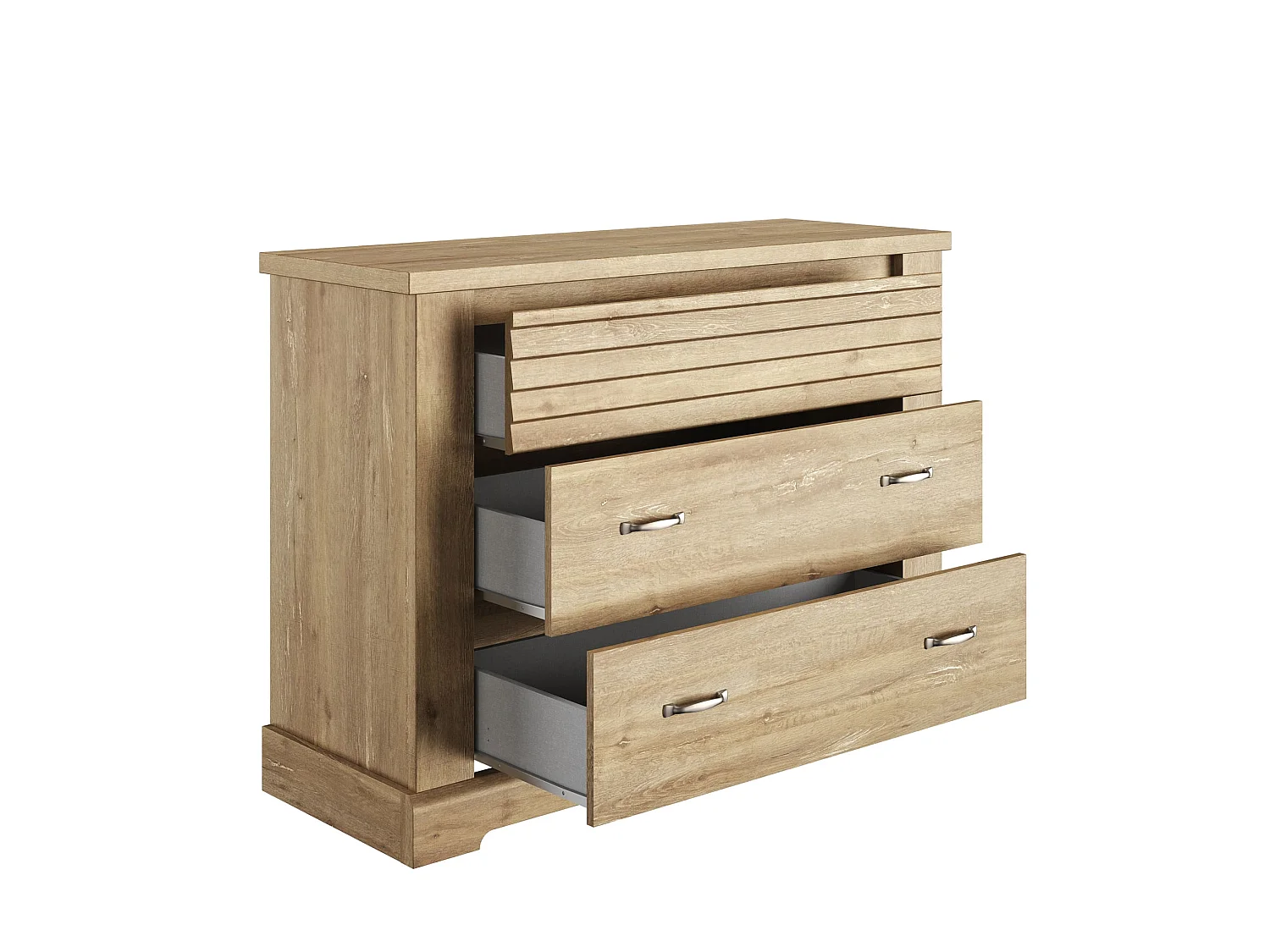 Commode en bois clair 3 tiroirs imitation châtaignier - CO5068