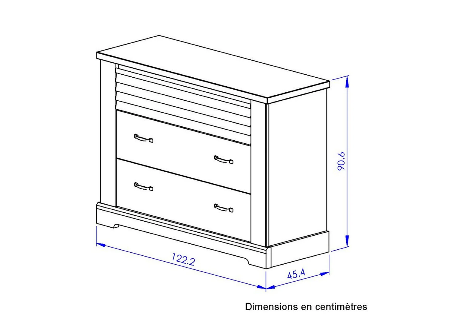 Commode en bois clair 3 tiroirs imitation châtaignier - CO5068