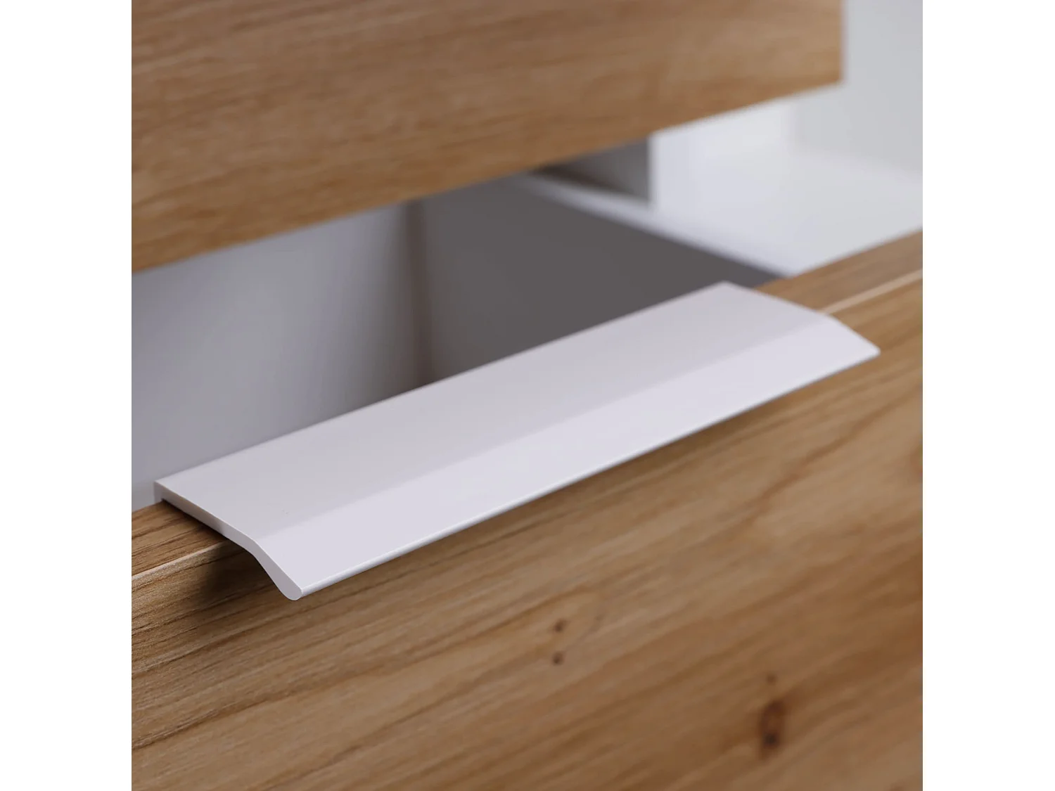 Commode 2 tiroirs et 2 portes en bois blanc et chêne artisan - CO12096