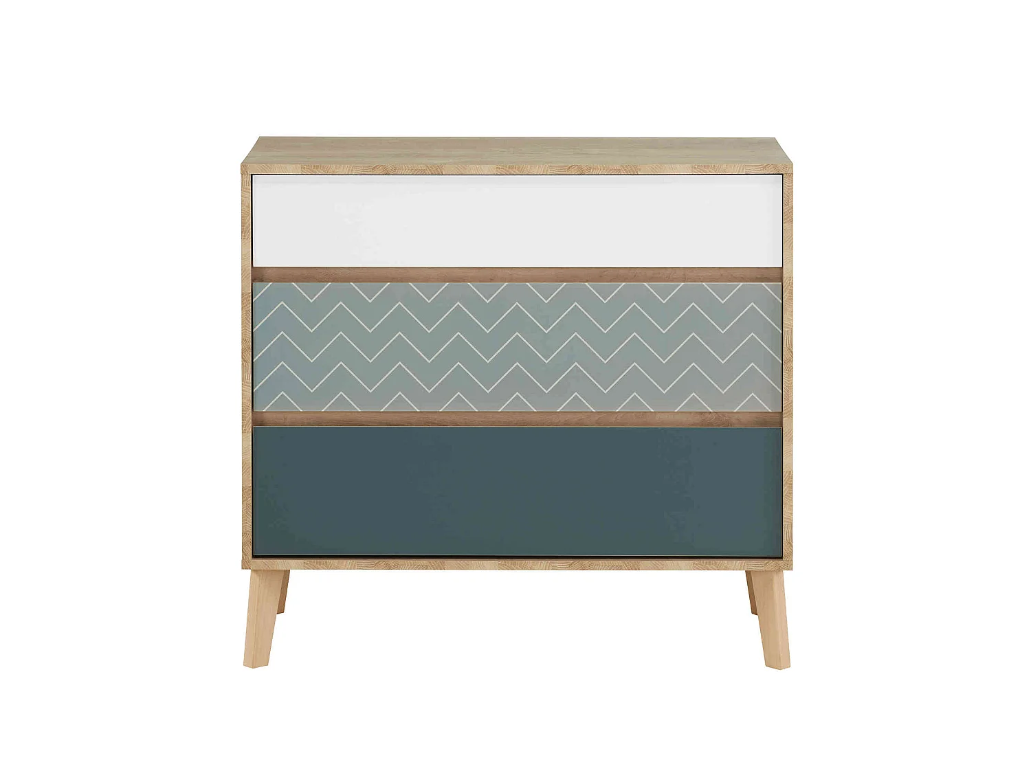 Commode 3 tiroirs en bois imitation chêne clair - CO5046