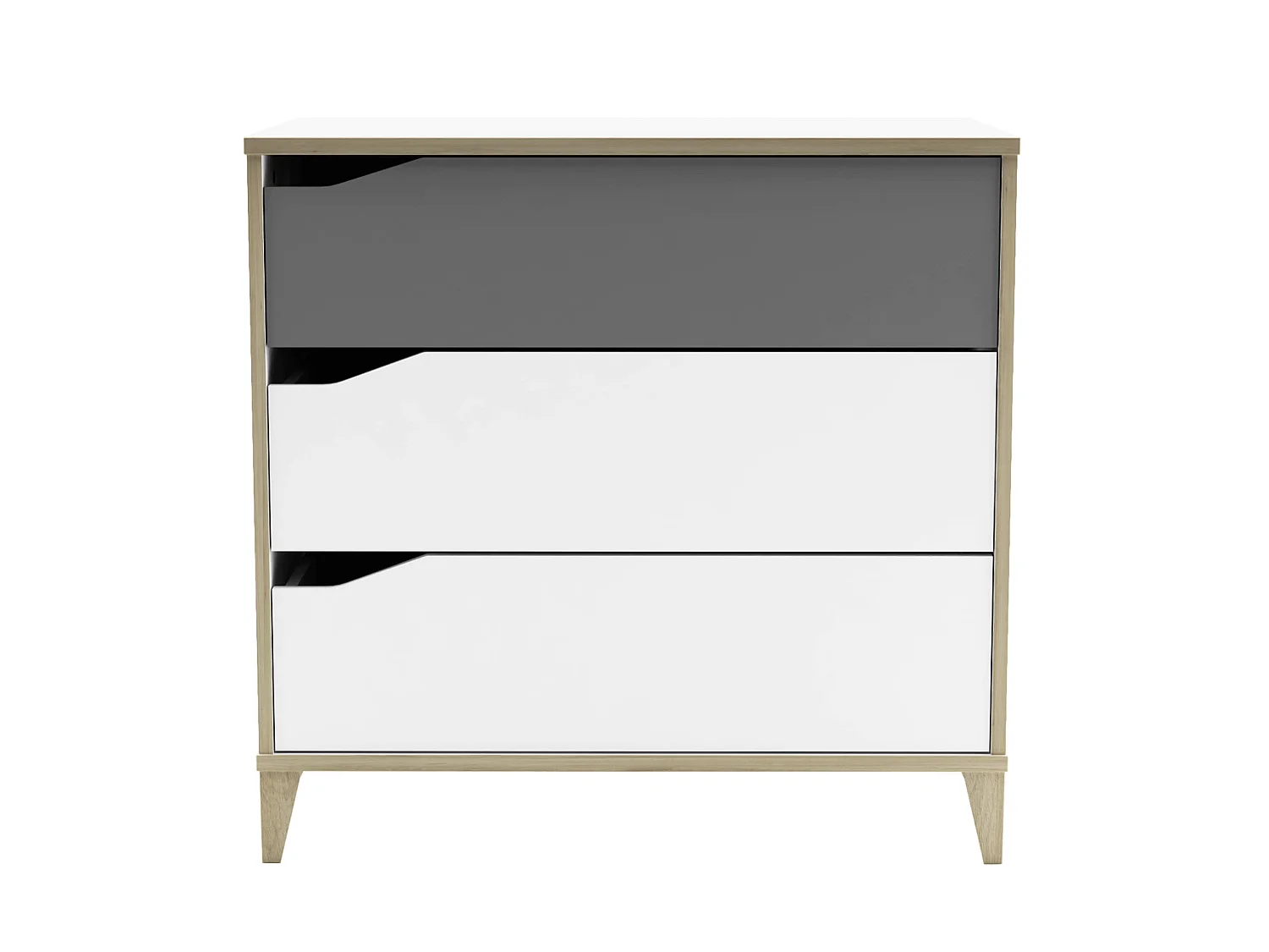 Commode enfant 3 tiroirs en bois blanc et gris - CO213