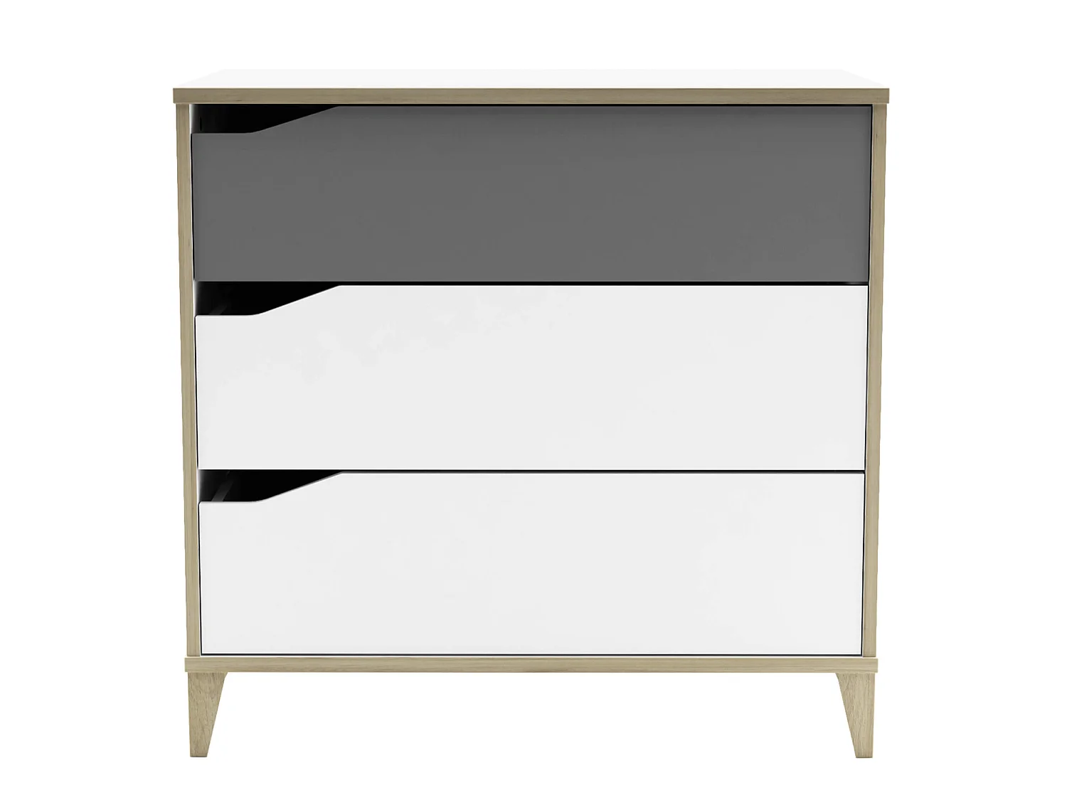 Commode enfant 3 tiroirs en bois blanc et gris - CO213