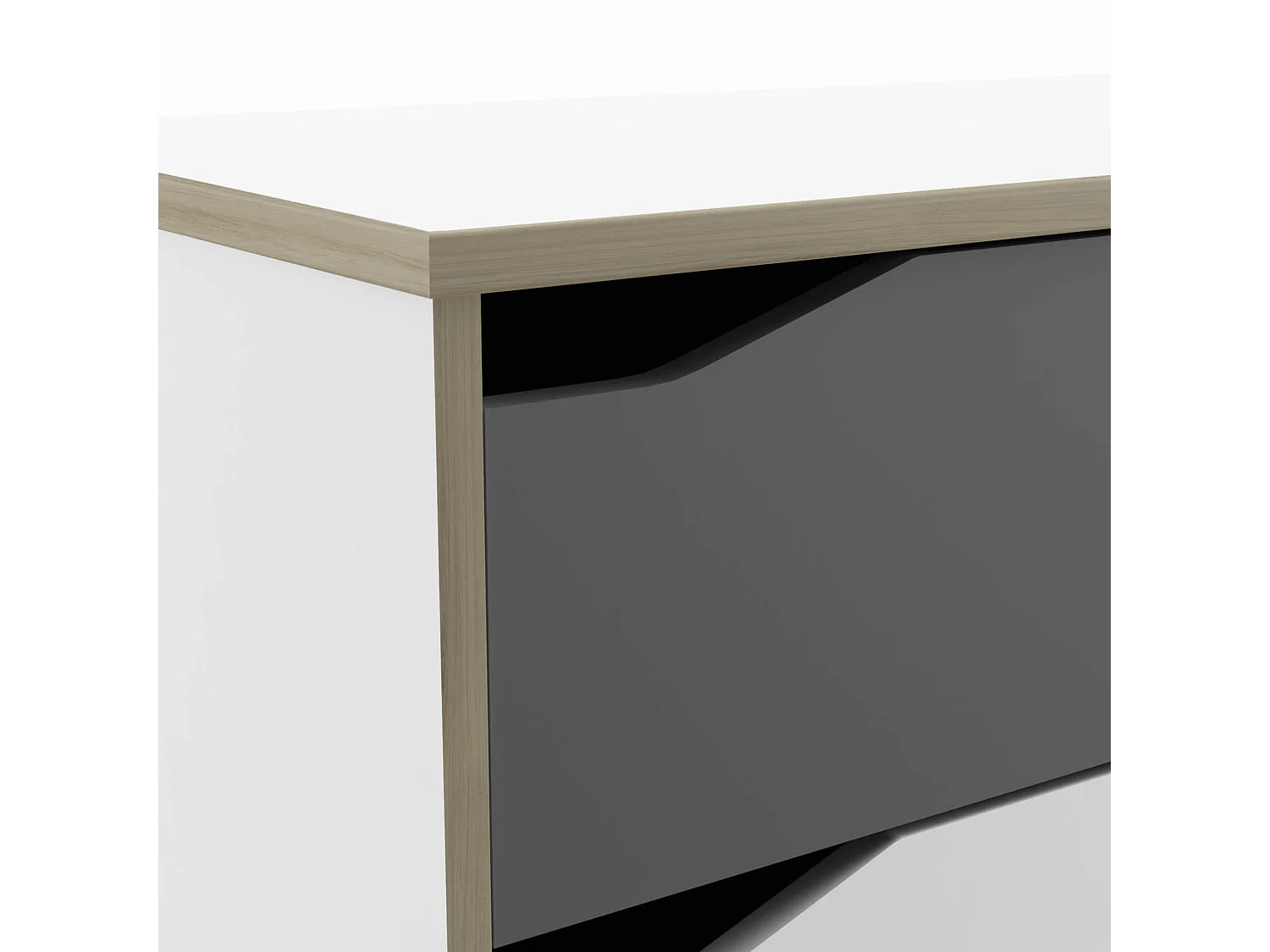 Commode enfant 3 tiroirs en bois blanc et gris - CO213