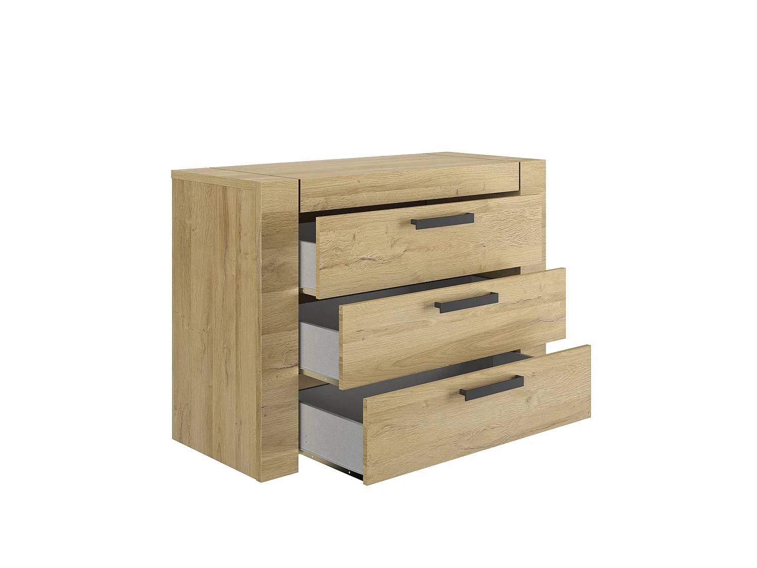 Commode 3 tiroirs avec poignées en métal - CO5074