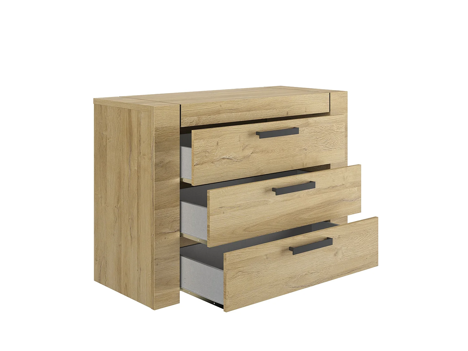 Commode 3 tiroirs avec poignées en métal - CO5074