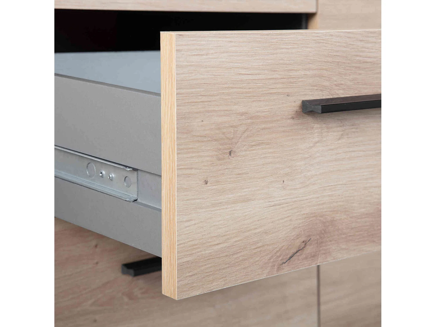 Commode 2 portes 4 tiroirs en bois imitation chêne et anthracite - CO12087