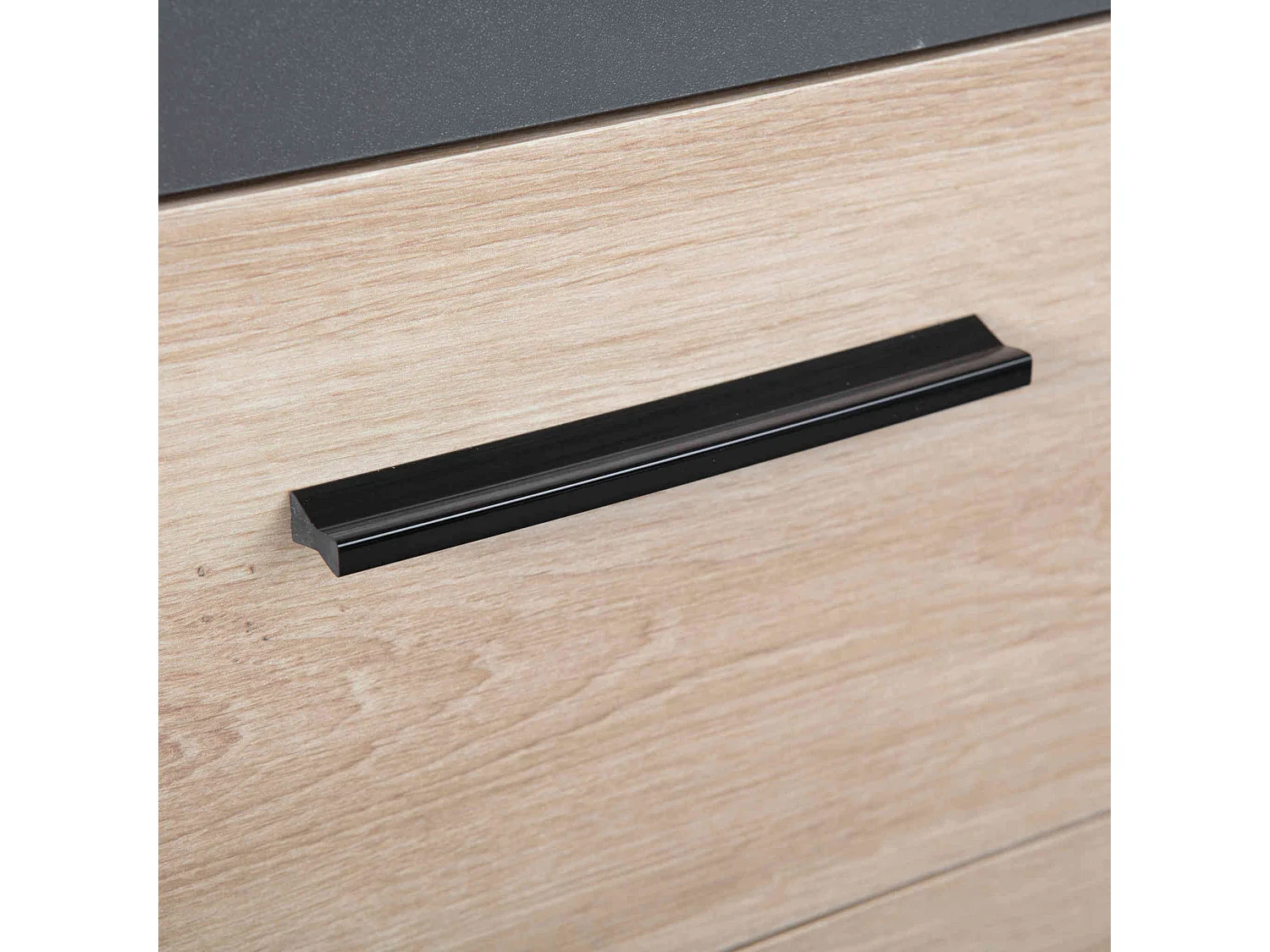 Commode 2 portes 4 tiroirs en bois imitation chêne et anthracite - CO12087