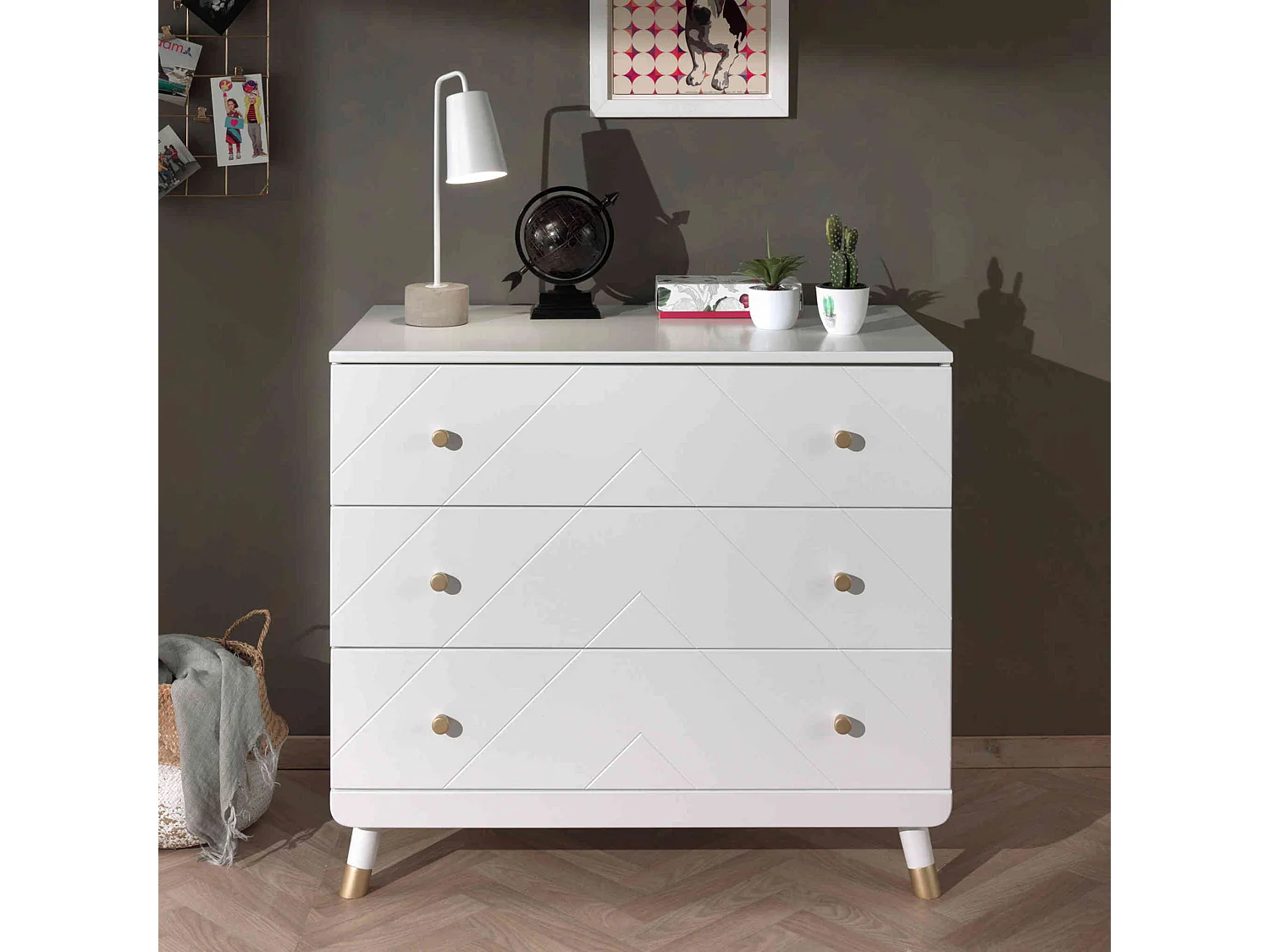 Commode enfant 3 tiroirs en bois blanc - CO2035